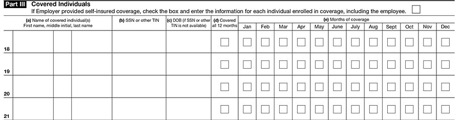 Part III of ACA Form 1095-C