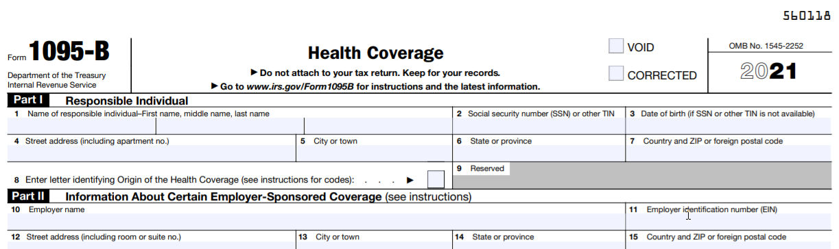 Reporting ACA Form 1095-B, Health Coverage