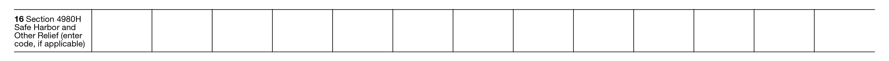 Form 1095C - Line 16 Section 4980H Safe Harbor and Other Relief